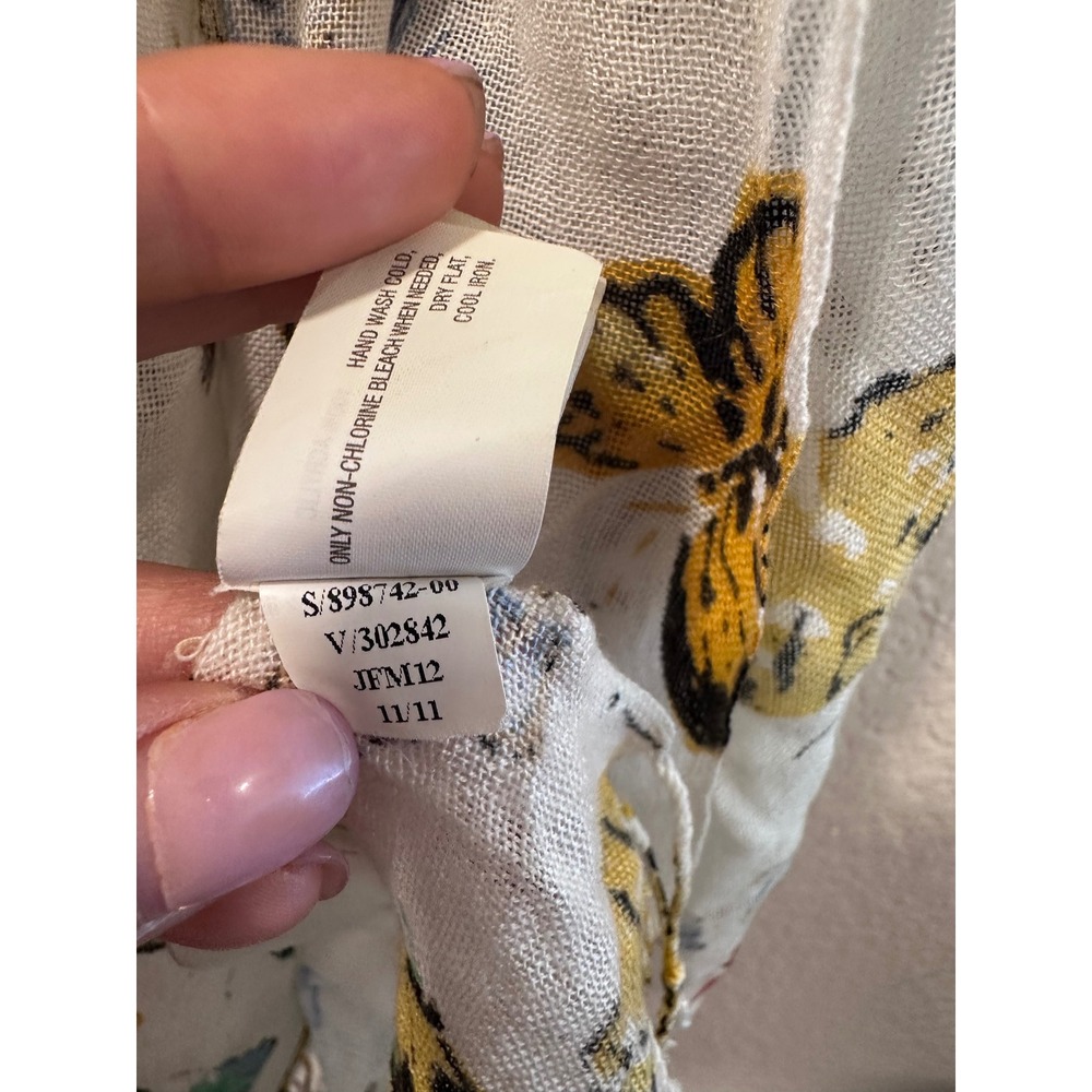 Old Navy Butterfly Print Scarf Shawl White Multi Color‎ Fringe Trim One Size - Picture 8 of 9